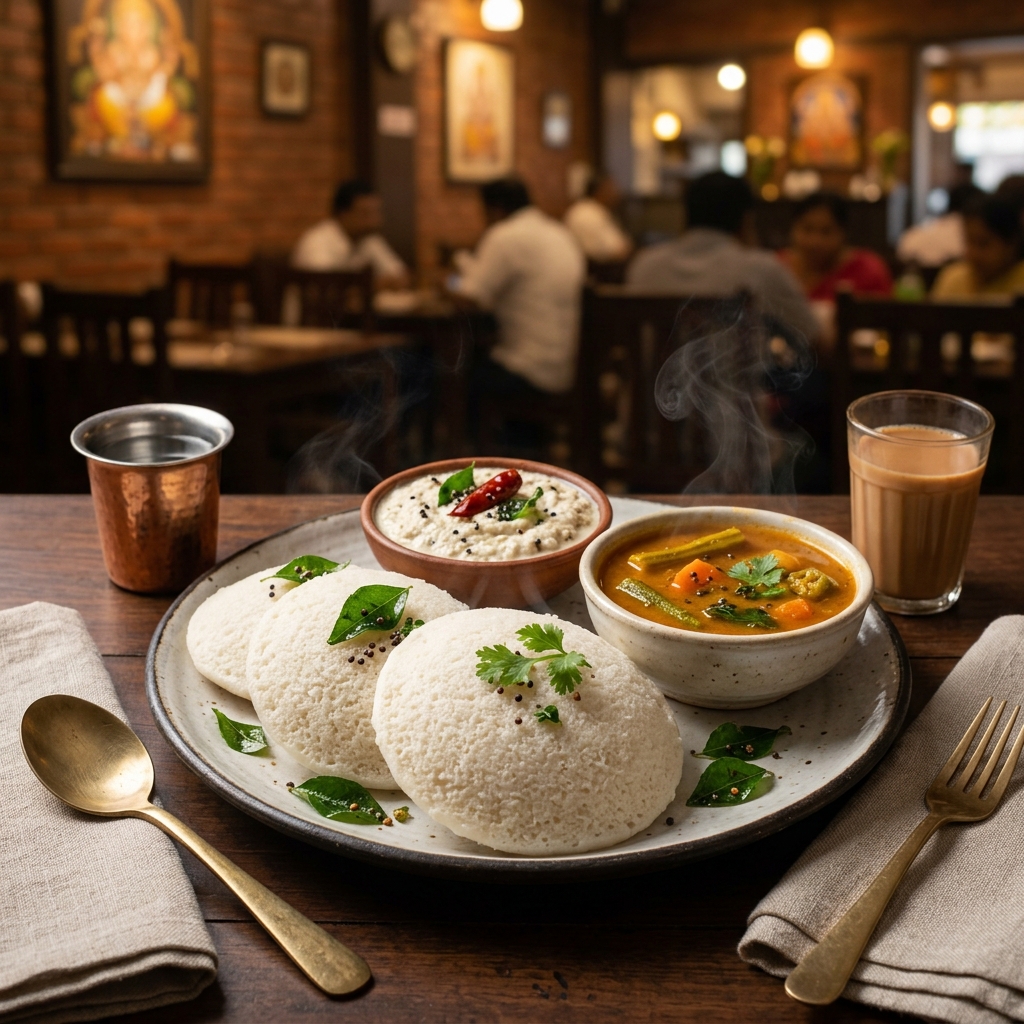 Soft Idli with Sambhar