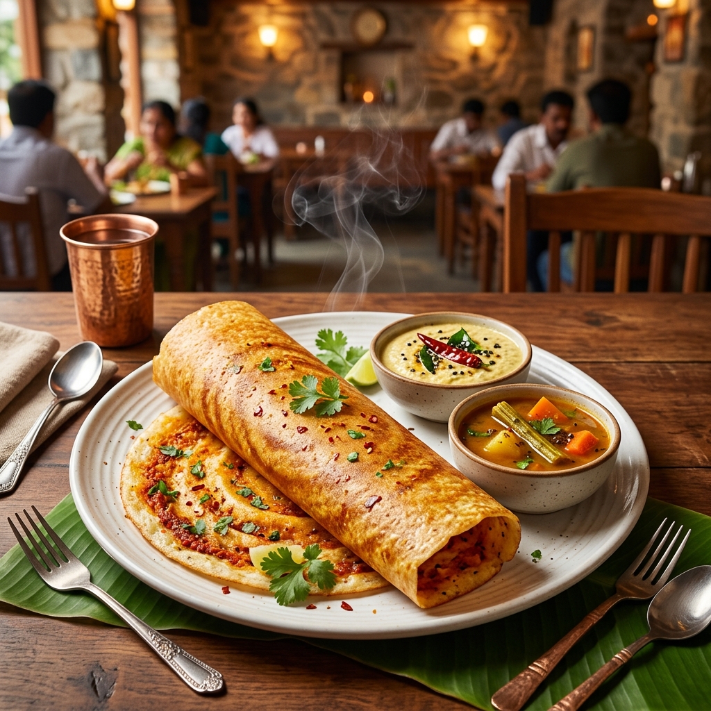 Golden crispy Mysore Masala Dosa